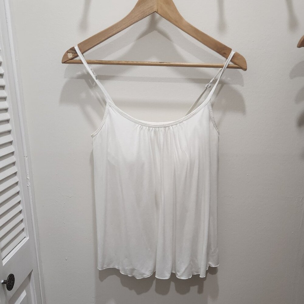 Klassy Network | White Flowy Brami Cami with Built-In Bra - Size Large